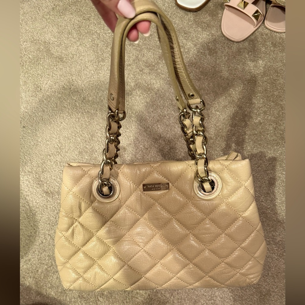 Kate Spade Gold Coast shoulder bag quilted tan gold straps